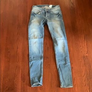 & denim super low rise skinny jeans